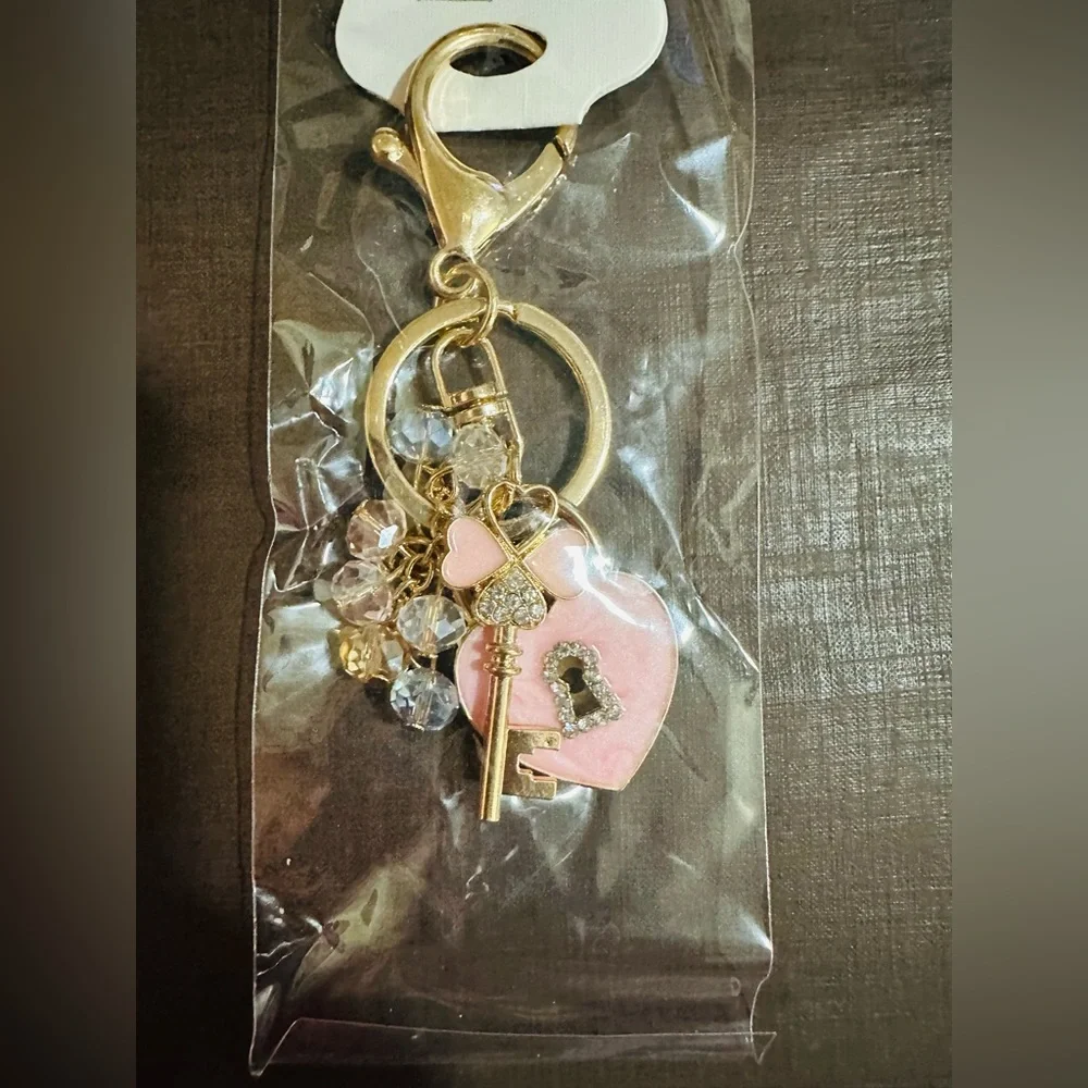 Colorful Gold Keychain with Floral and Clover Charm Design-$10 each